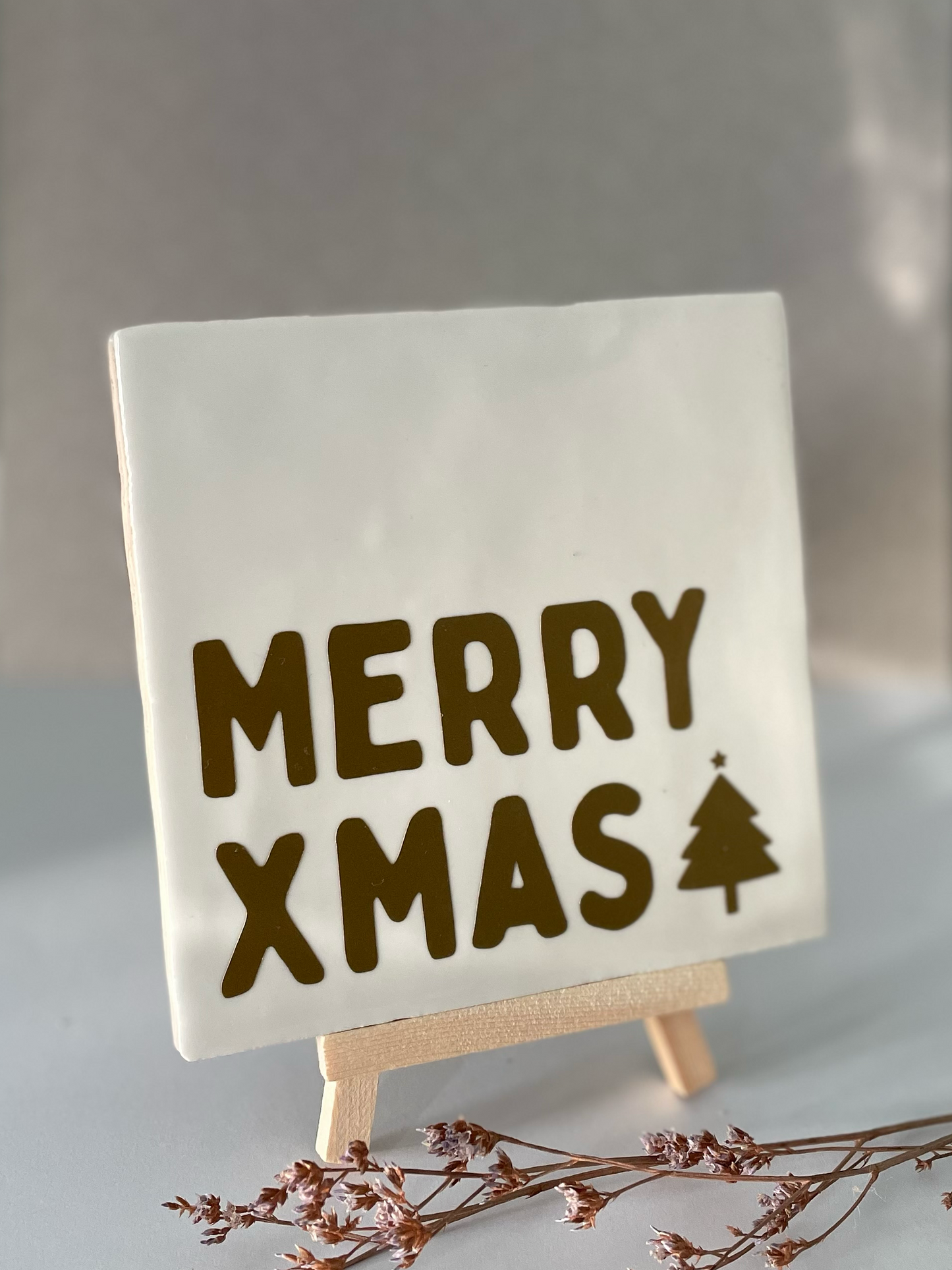 Tegeltje MERRY XMAS met kerstboompje