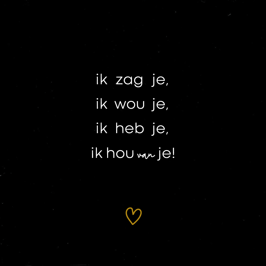 Ik zag je, ik wou je, ik heb je ,ik hou van je