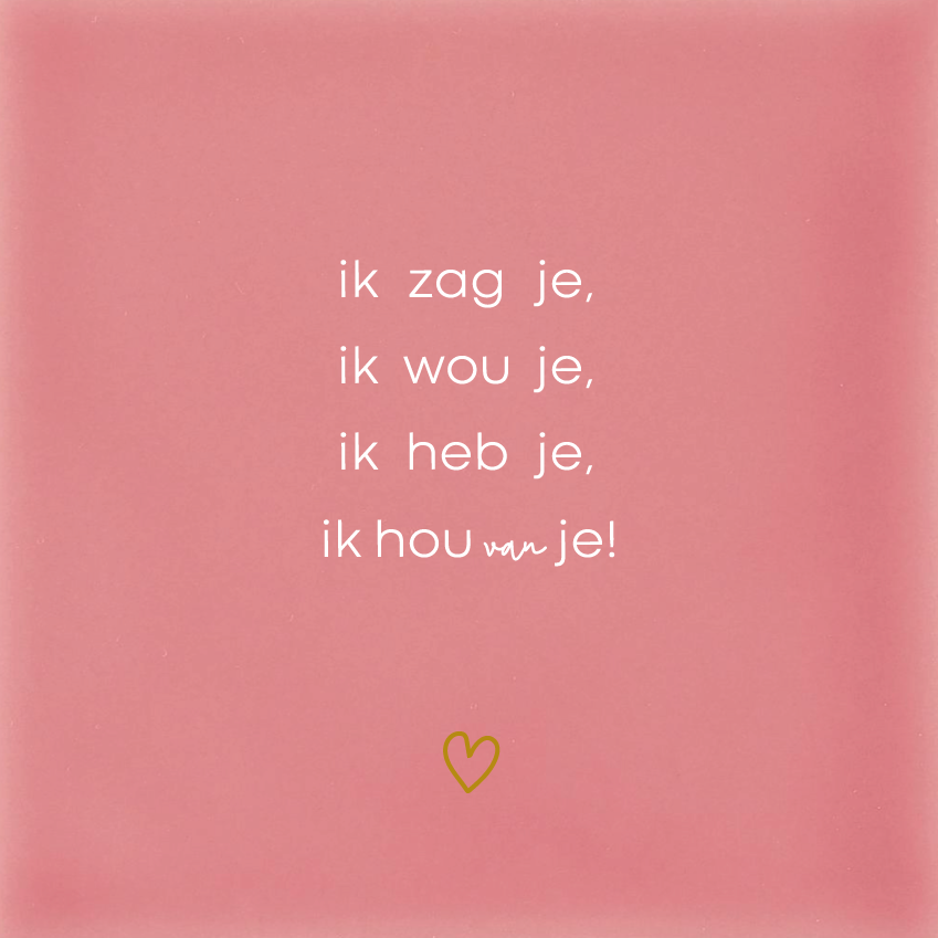 Ik zag je, ik wou je, ik heb je ,ik hou van je