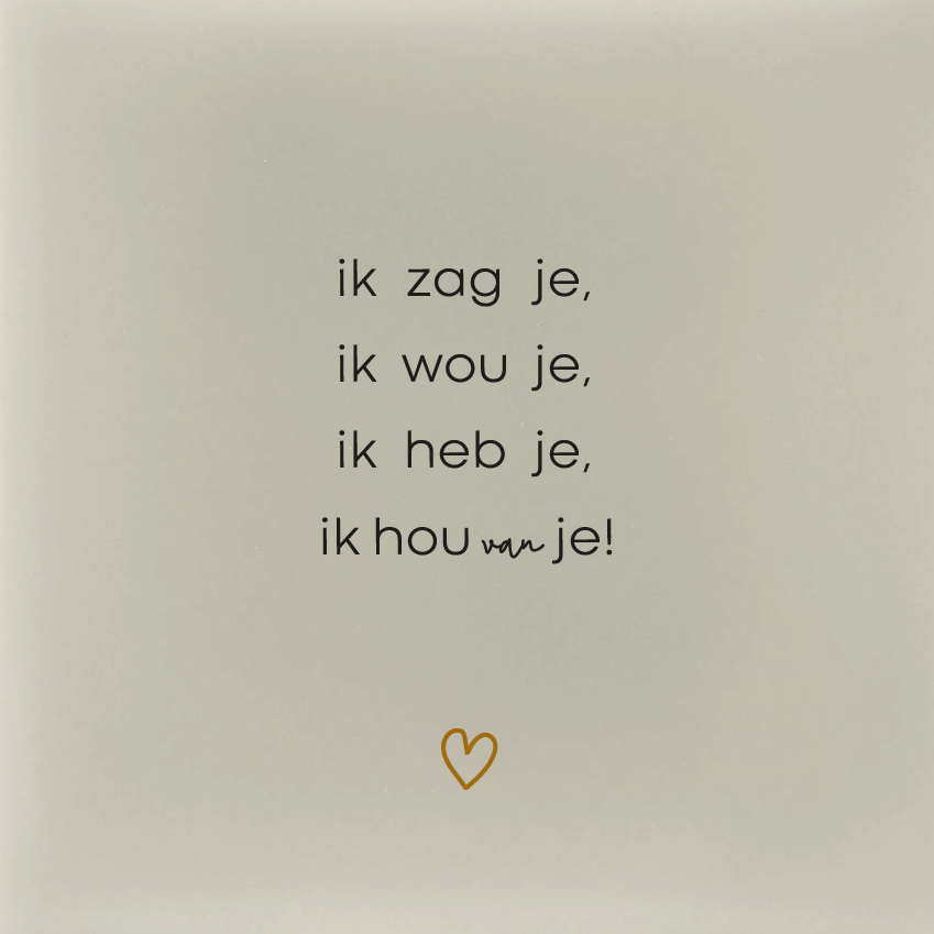 Ik zag je, ik wou je, ik heb je ,ik hou van je