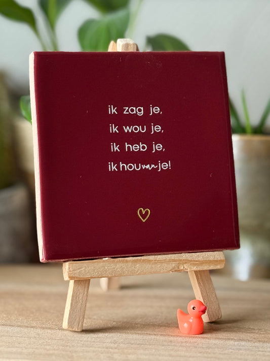 ik zag je, ik wou je, ik heb je, ik hou van je!