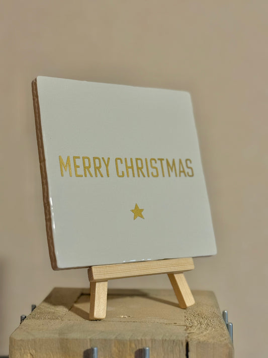 Tegeltje MERRY CHRISTMAS (met sterretje)