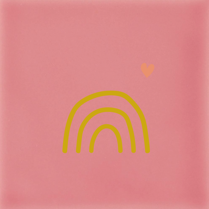 GOUDEN Regenboog met ROSE hartje