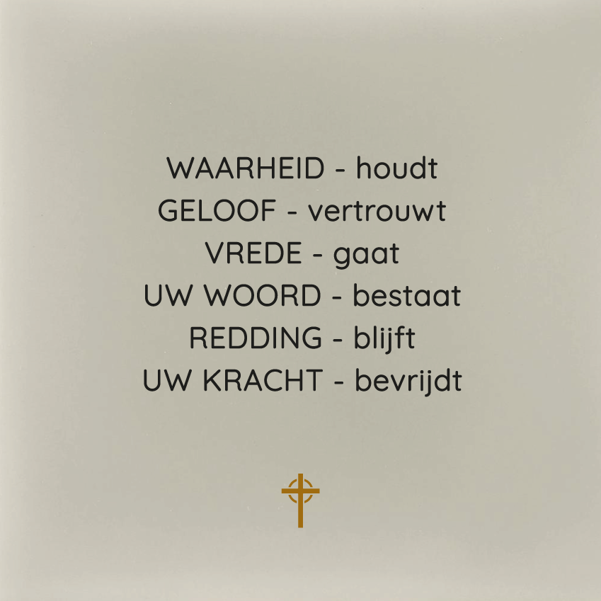 Tegeltje - Waarheid-houdt, Geloof-vertrouwt (wapenrusting Gods)