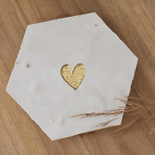 Zellige tegeltje - Hart van Goud - Hexagon (div. kleuren)