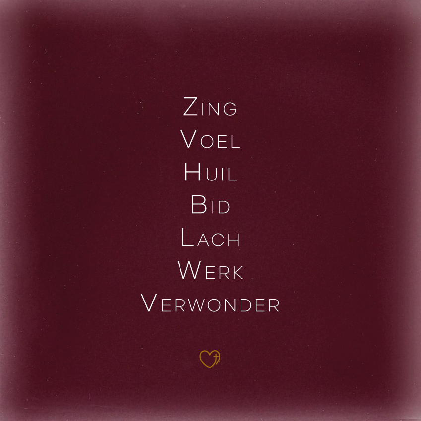 Zing Voel Huil Bid Lach Werk Verwonder