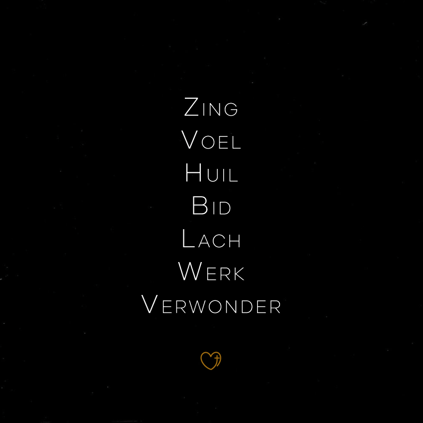 Zing Voel Huil Bid Lach Werk Verwonder