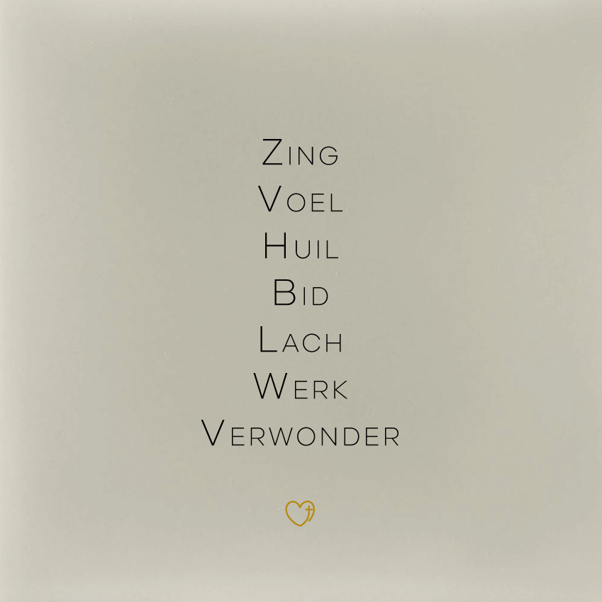 Zing Voel Huil Bid Lach Werk Verwonder